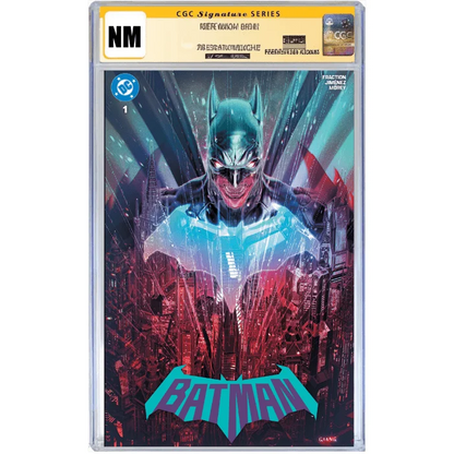 Graded John Giang Variant Batman comic with blue and red city background