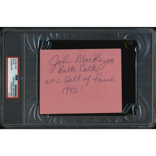 John Mackey signed auto cut PSA certified NFL legend in clear plastic holder