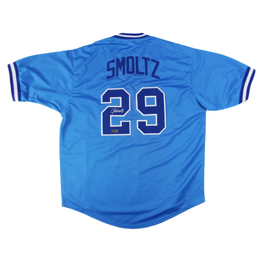 John Smoltz autographed Atlanta powder blue #29 custom jersey back