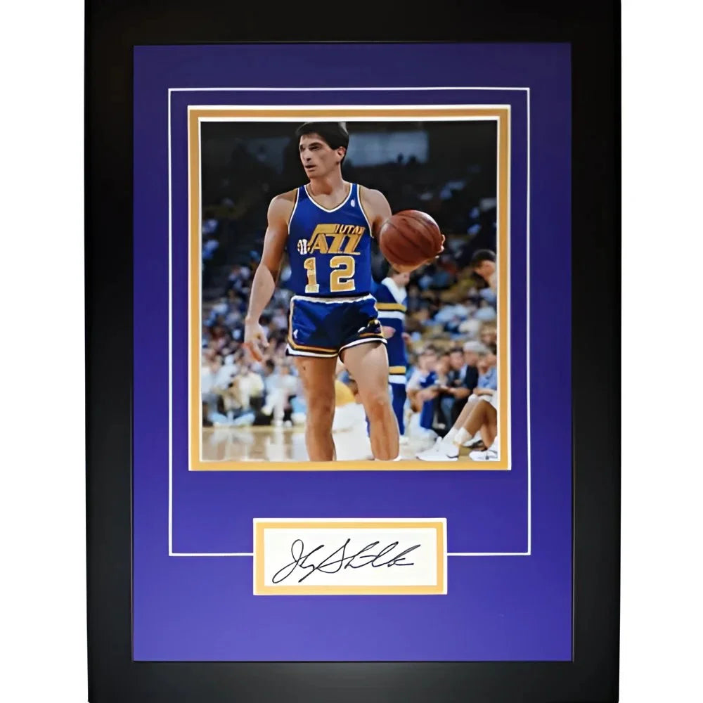 John Stockton signature series frame with autographed 12 jersey photo
