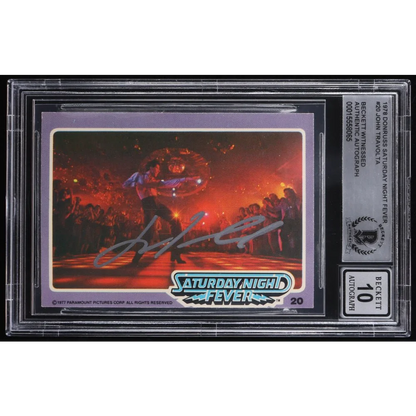Authentic graded John Travolta Saturday Night Fever autographed card from 1978 Saturday Night