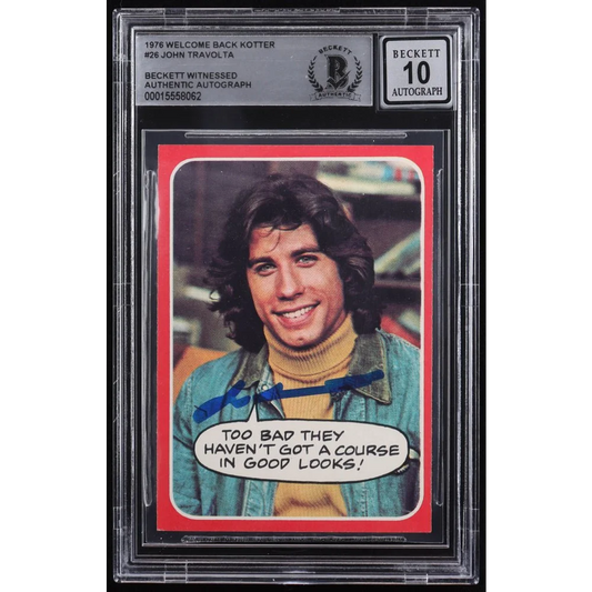 John Travolta signed 1976 Welcome Back Kotter trading card graded Beckett 10