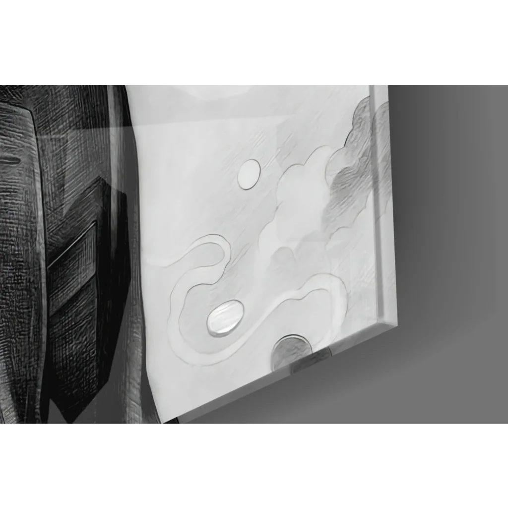 Modern white ceramic sink in John Wick black and white wall art print