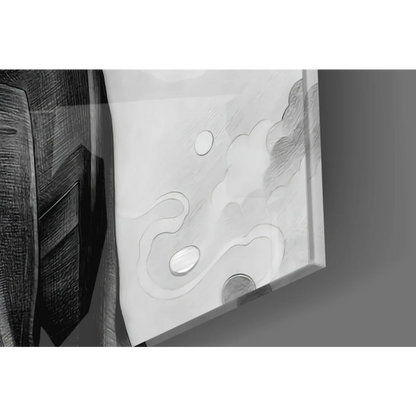 Modern white ceramic sink in John Wick black and white wall art print