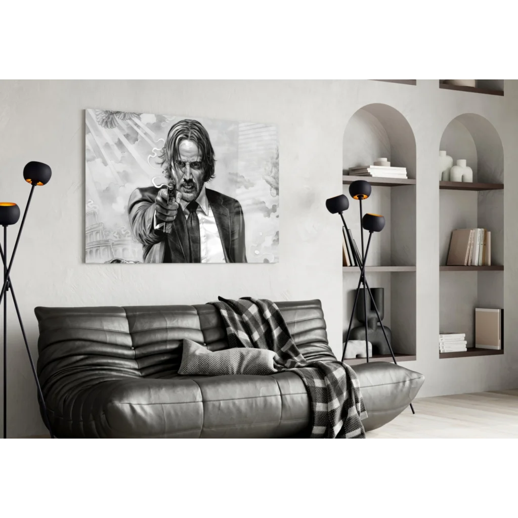 John Wick black and white poster canvas wall art print