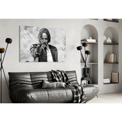 John Wick black and white poster canvas wall art print