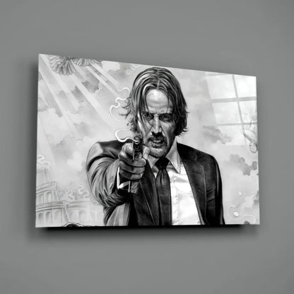 Black and white John Wick canvas wall art print