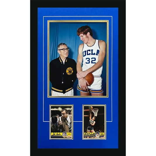 Deluxe framed UCLA Bruins photo postcard piece with autographed Bill Walton photo