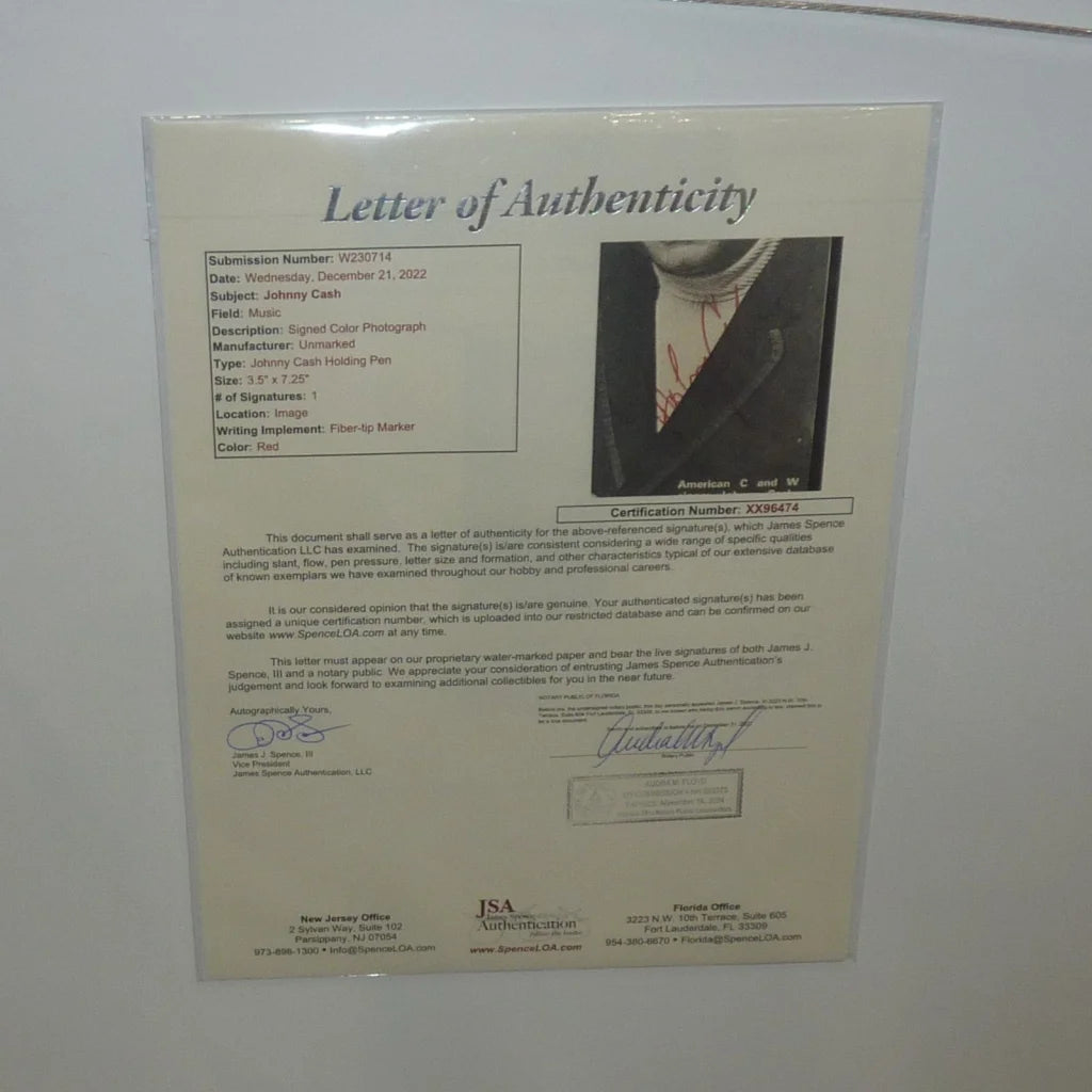 Johnny Cash signed music poster deluxe framed with JSA authenticity