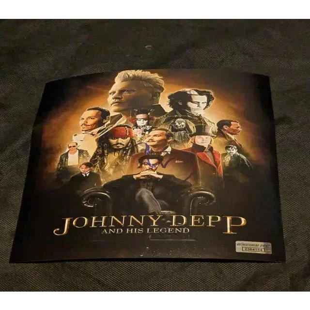Johnny Depp autographed 8x10 movie poster featuring his iconic film roles