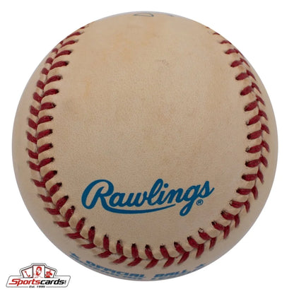 Johnny Kucks signed Rawlings baseball with red stitching and Beckett BAS