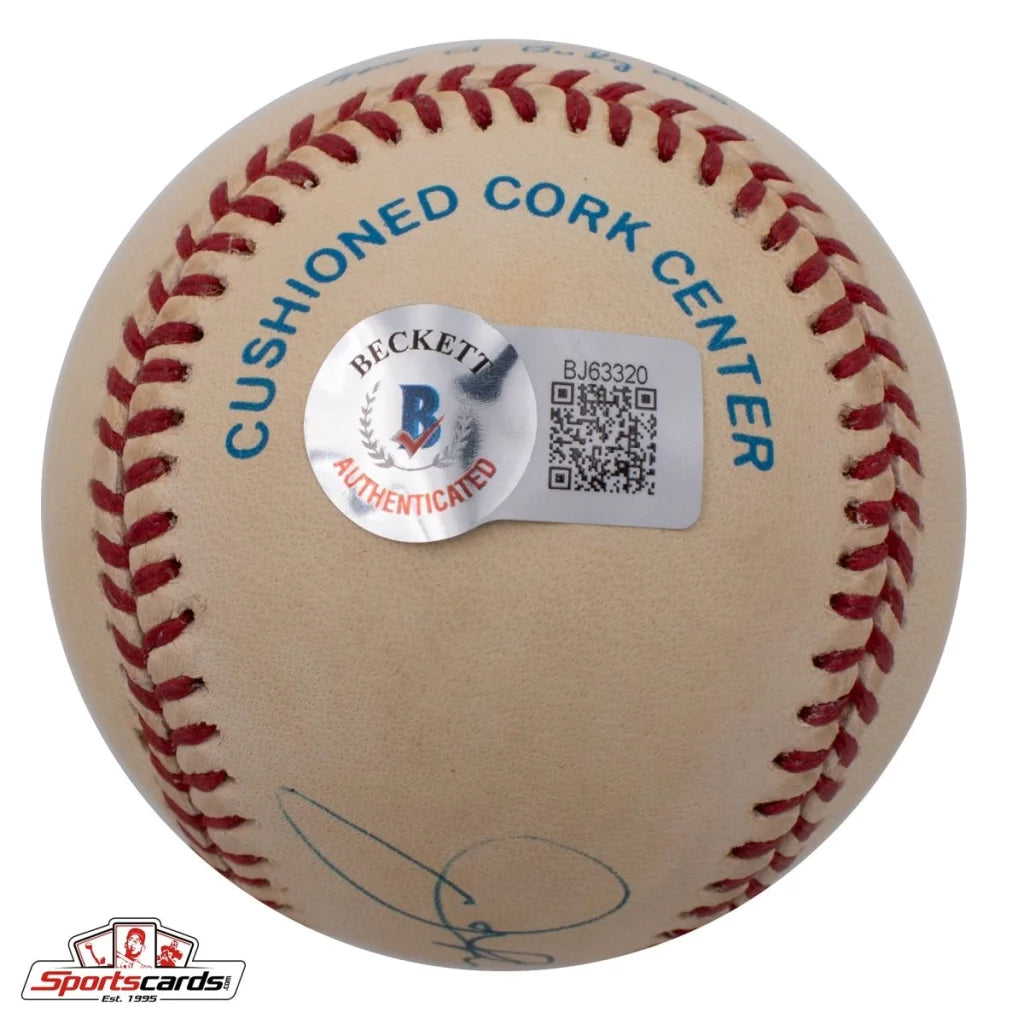 Johnny Kucks signed baseball with red stitching, cushioned cork center, Beckett BAS authenticated