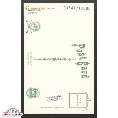 Johnny Mize Perez-Steele postcard with James Spence Authentication