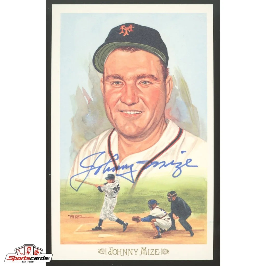 Vintage Johnny Mize Perez-Steele postcard with James Spence authentication