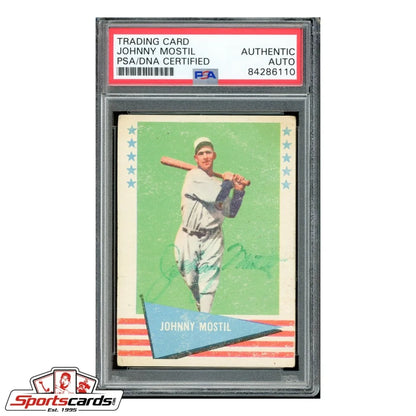 Rare 1960s Johnny Mostil baseball card, green border, stars, blue uniform