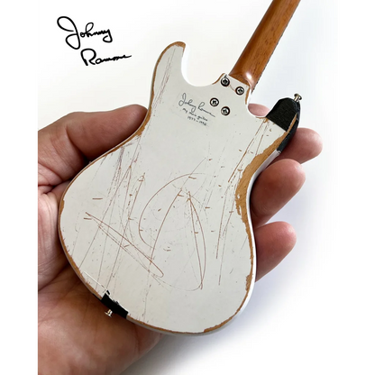 Johnny Ramone Axe Heaven signature mini white guitar with stand