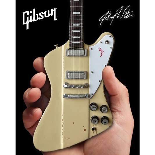 Axe Heaven Johnny Winter scale mini guitar Firebird replica in cream