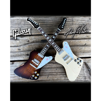 Johnny Winter Axe Heaven miniature guitars double neck set with sunburst Gibson Firebird