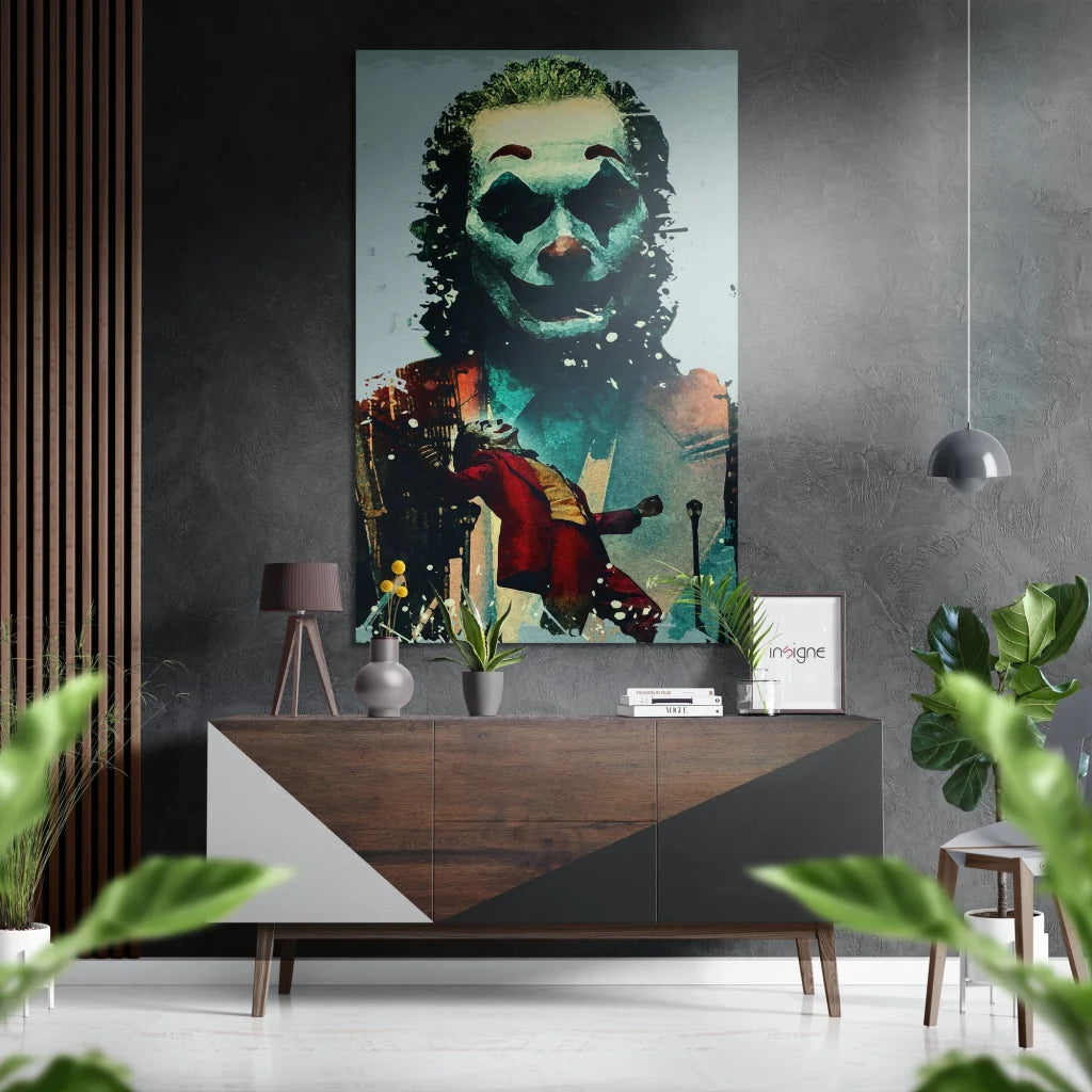 Vibrant Joker 2019 portrait on brushed aluminium dibond art print