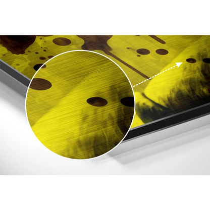 Vibrant Yellow Cheese Art on Brushed Aluminium Dibond | Modern Wall Art Decor | vintageantiquesgifts.com