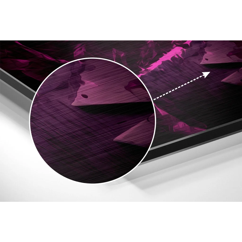 Stunning brushed aluminium dibond Joker canvas wall art in dark purple metallic finish