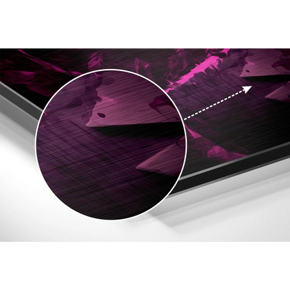 Stunning brushed aluminium dibond Joker canvas wall art in dark purple metallic finish