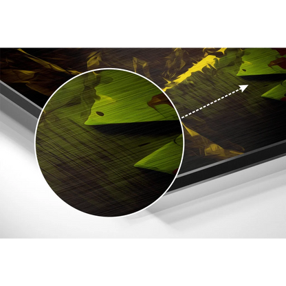 Vibrant green and yellow abstract brushed aluminium dibond print