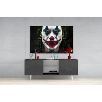 Joker clown face on 2019 Samsung QLED 8K TV wall art