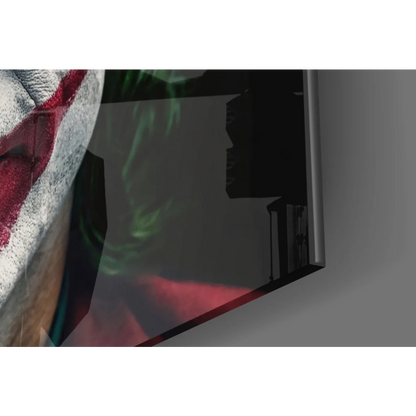 Modern black and red Joker clown face glass wall art vase