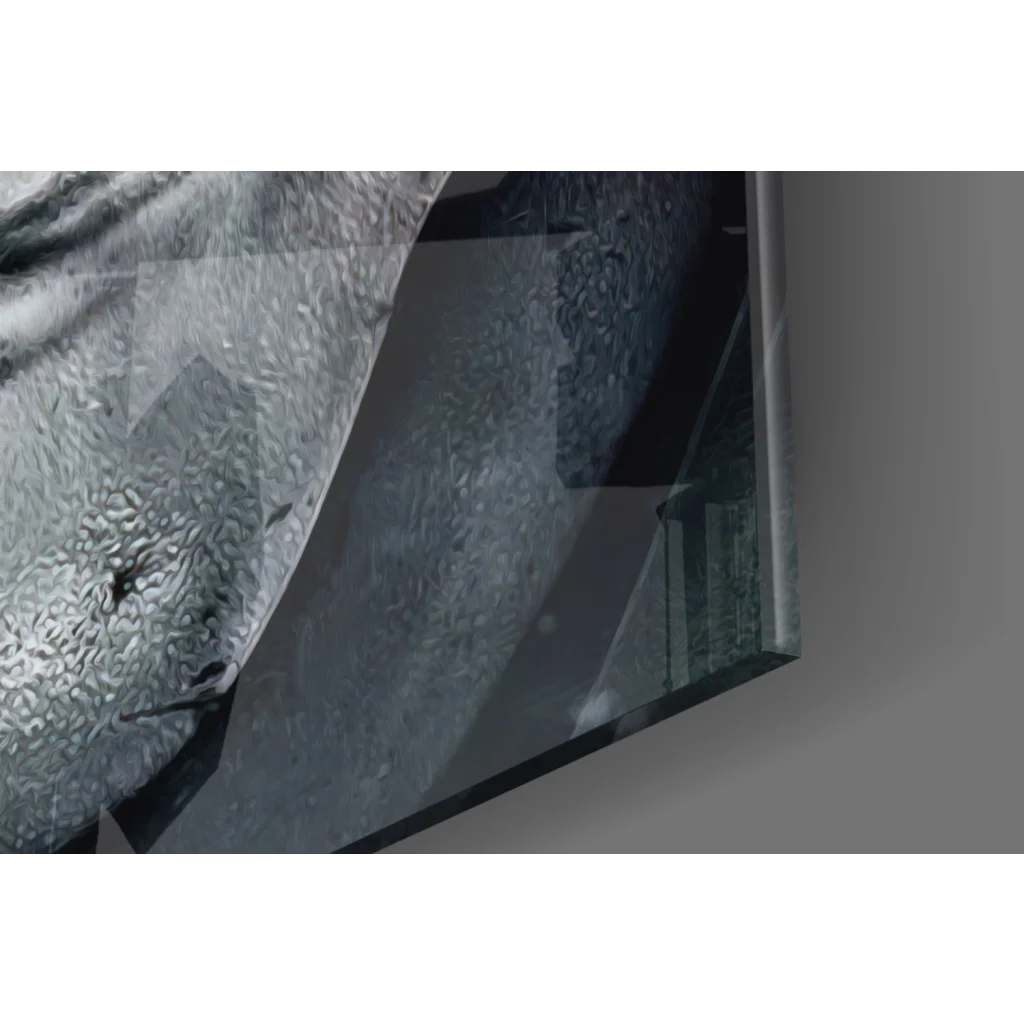 Gray Joker Face glass wall art with metallic embossed texture