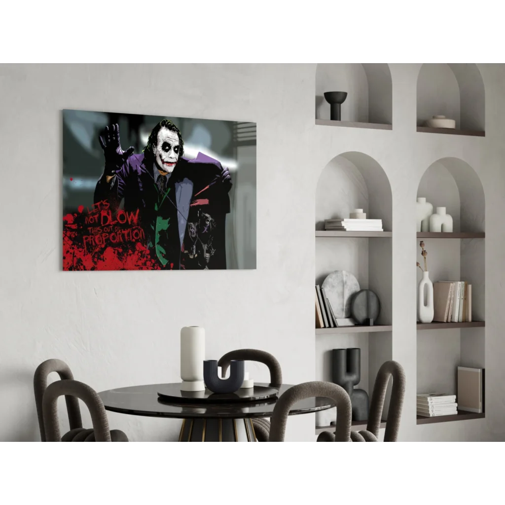Joker graffiti-style Batman canvas wall art print on white wall