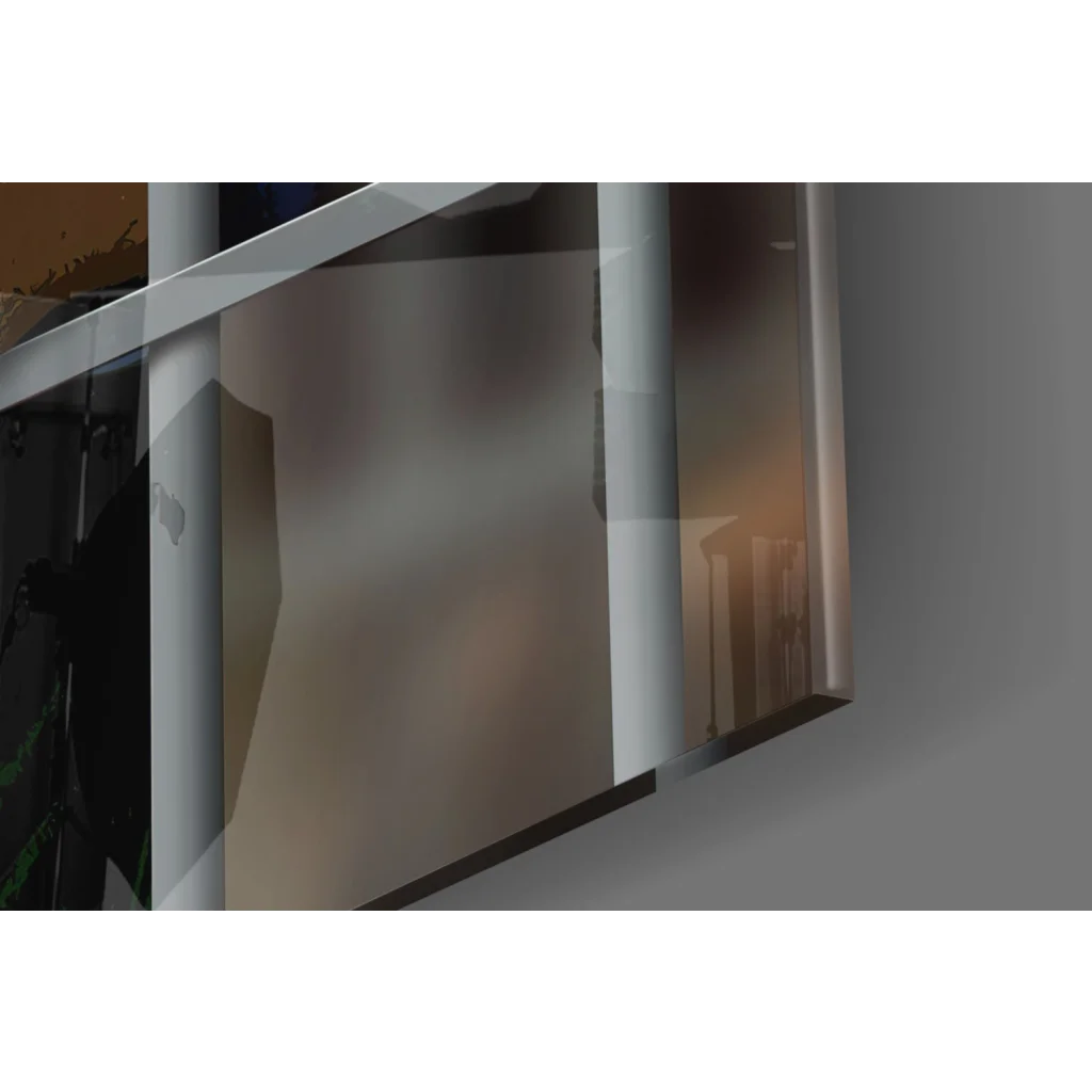 Sleek Joker behind bars glass wall art print with metallic frame