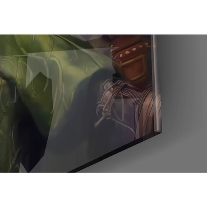 Framed Joker glass wall art canvas print in regal purple orange suit