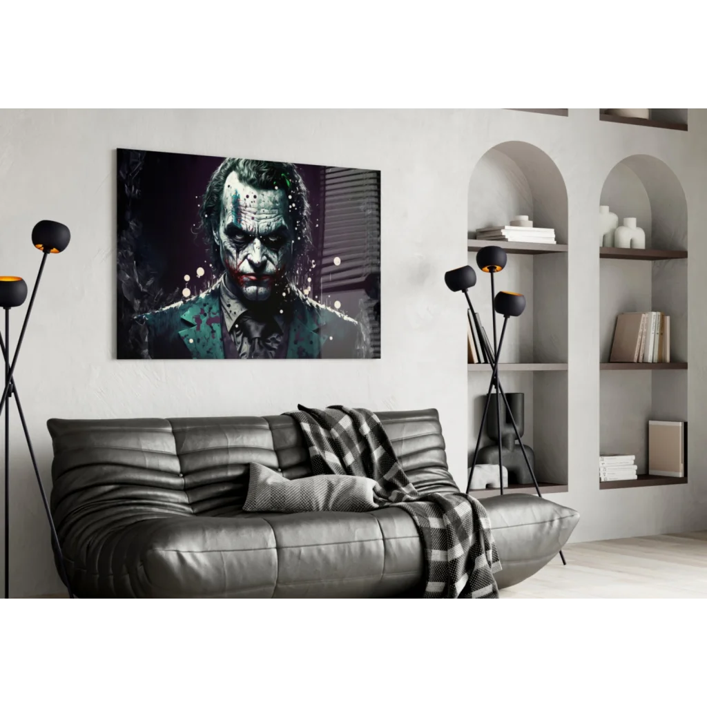 Joker Canvas Wall Art in Dark Teal and Black Tones | Contemporary Home Wall Art | vintageantiquesgifts.com