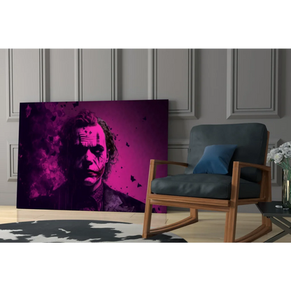 Vibrant Joker magenta splatter glass wall art canvas print