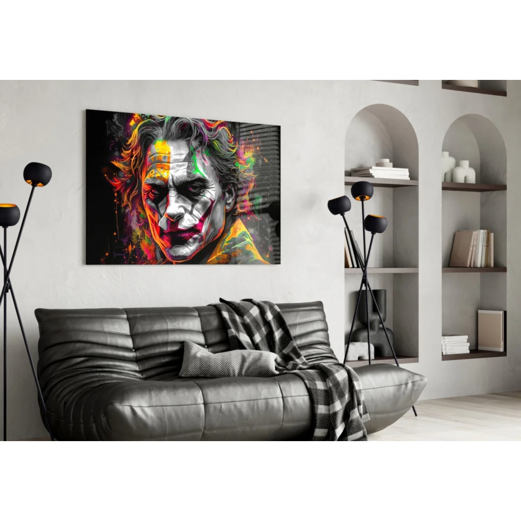 Neon Joker Abstract Canvas Wall Art Explosion | Contemporary Home Wall Art | vintageantiquesgifts.com