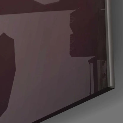 Bold Joker glass wall art: dark abstract geometric silhouettes print