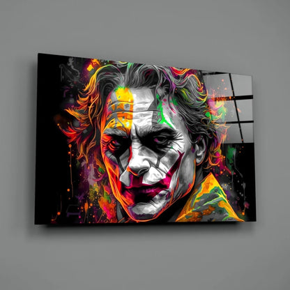 Neon Joker Abstract Canvas Wall Art Explosion | Glass Wall Art Print | vintageantiquesgifts.com