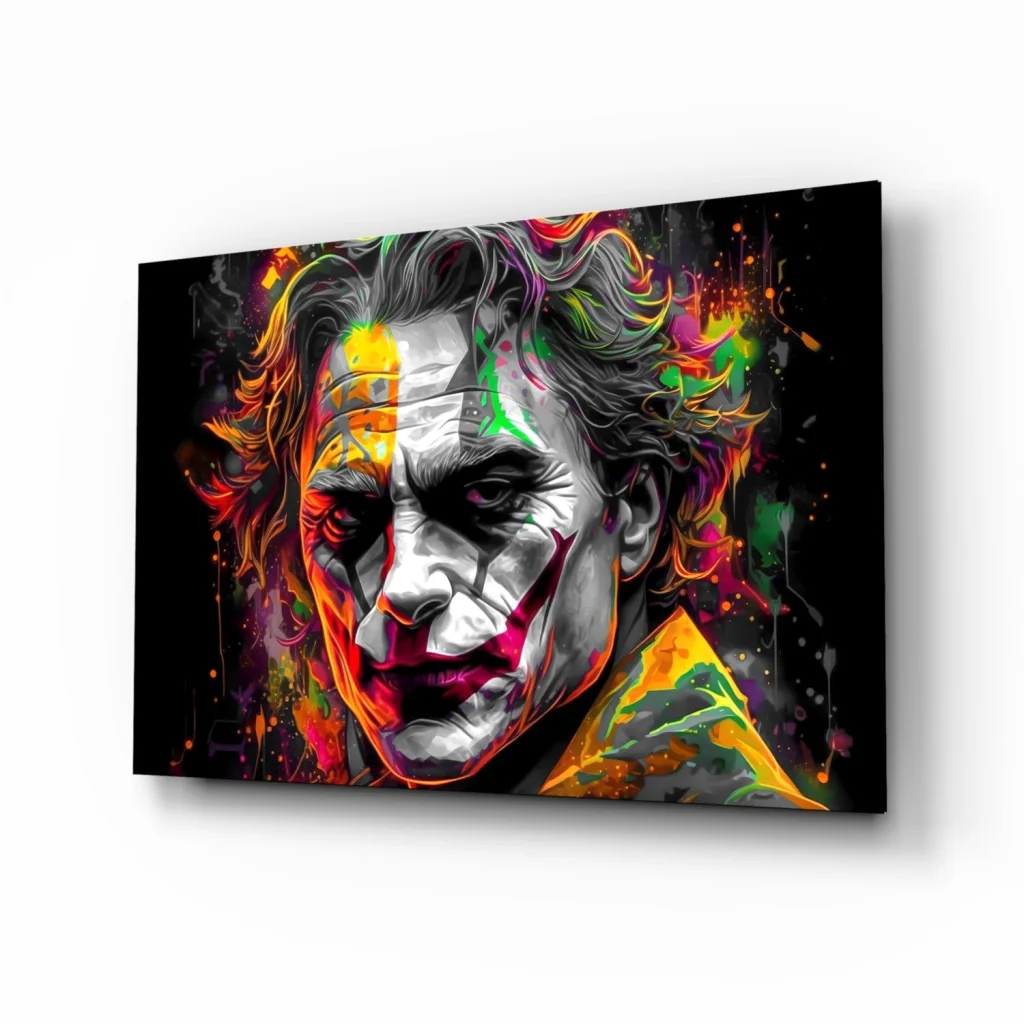 Neon Joker Abstract Canvas Wall Art Explosion | Insigneart USA | vintageantiquesgifts.com