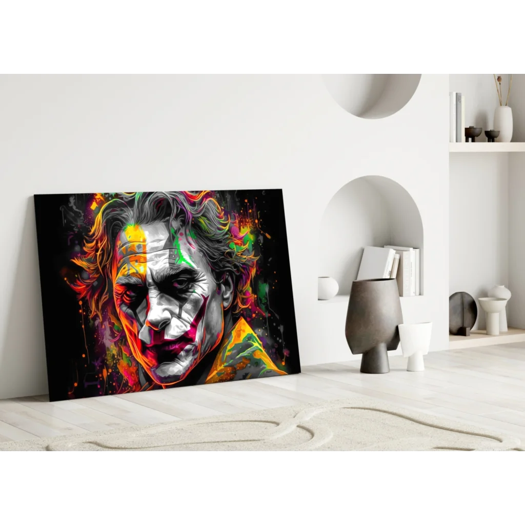 Neon Joker Abstract Canvas Wall Art Explosion | Modern Wall Art Decor | vintageantiquesgifts.com