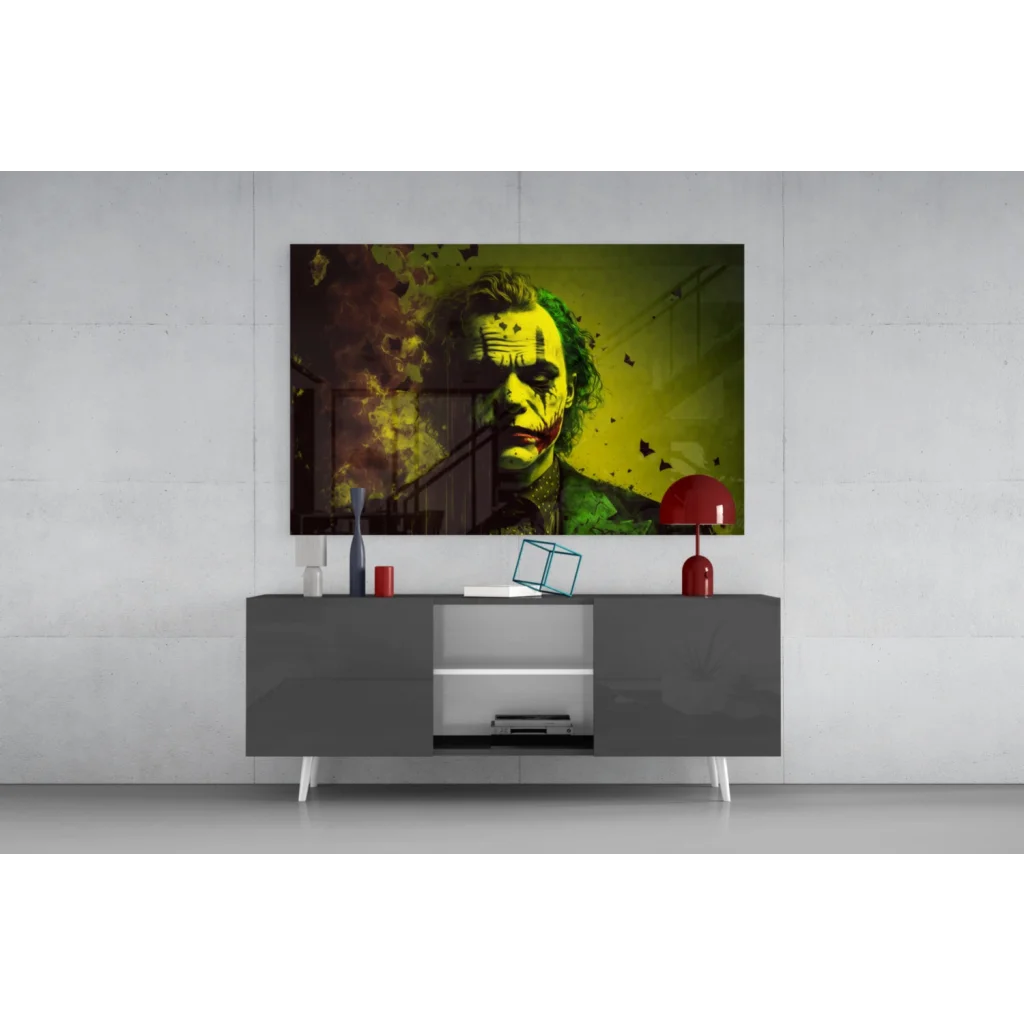 Vibrant Joker shattered glass wall art canvas print