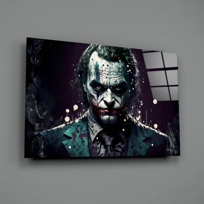 Joker Canvas Wall Art in Dark Teal and Black Tones | Glass Wall Art Print | vintageantiquesgifts.com