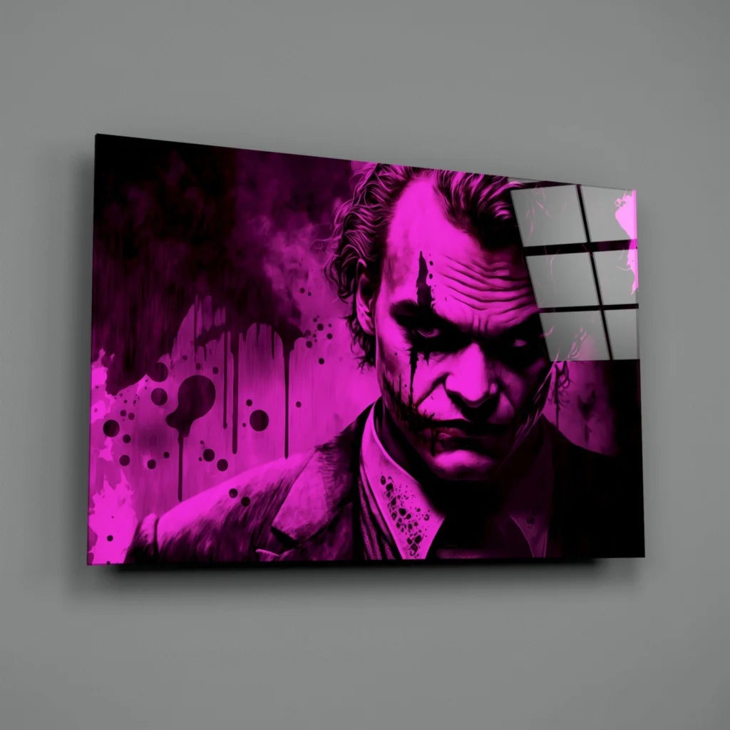 Vibrant magenta black Joker portrait canvas wall art