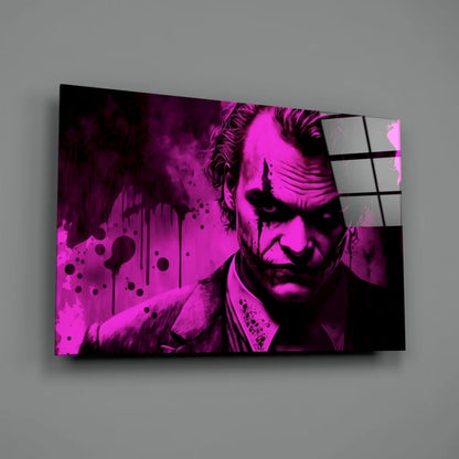 Vibrant magenta black Joker portrait canvas wall art