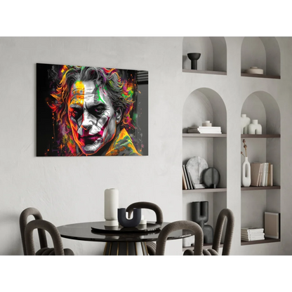 Vibrant Neon Joker abstract wall art canvas explosion on black background
