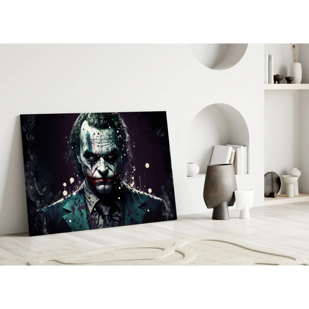 Joker Canvas Wall Art in Dark Teal and Black Tones | Modern Wall Art Decor | vintageantiquesgifts.com