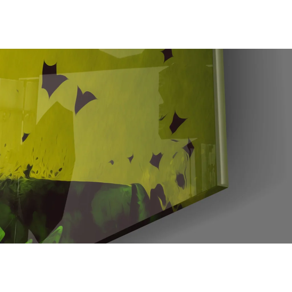 Vibrant Joker shattered glass wall art canvas print in yellow green hues