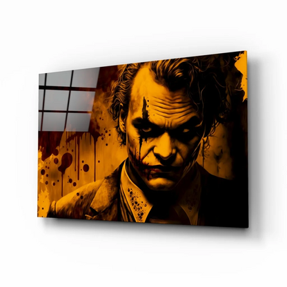 Joker Blood Splatter Canvas Wall Art Orange Black Portrait | Insigneart USA | vintageantiquesgifts.com
