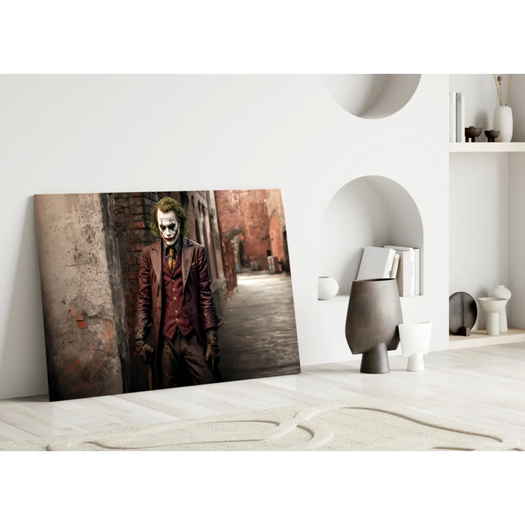 Joker Maroon Suit Framed Canvas Wall Art Print | Modern Wall Art Decor | vintageantiquesgifts.com