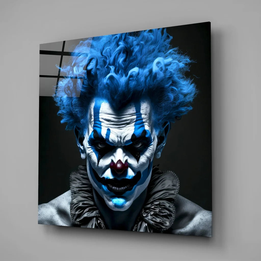 Stunning Tempered Glass Art with Bold Clown Portrait Design | Glass Wall Art Print | vintageantiquesgifts.com